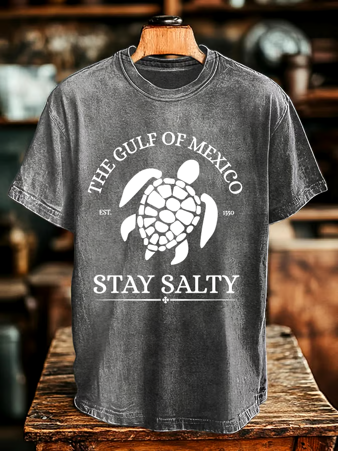 🌊Buy 3 get 12% off丨Men's Gulf Of Mexico Printed Round Neck T-Shirt