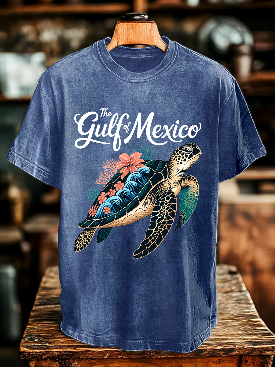🌊Buy 3 get 12% off丨Men's Gulf Of Mexico Printed Round Neck T-Shirt