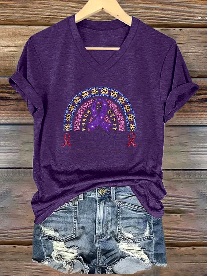 💜Buy 3 get 12% off丨Women's Alzheimer's Purple Ribbon Awareness Print Short Sleeve T-Shirt