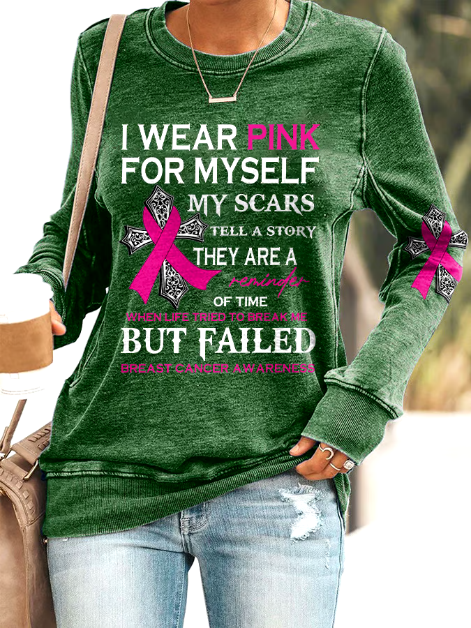 🎀Buy 3 get 12% off丨Faith Breast Cancer Awareness I Wear Pink For Myself Print Sweatshirt