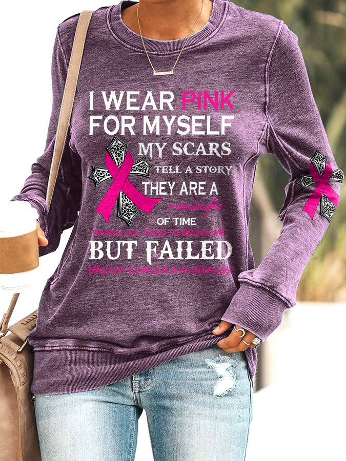 🎀Buy 3 get 12% off丨Faith Breast Cancer Awareness I Wear Pink For Myself Print Sweatshirt