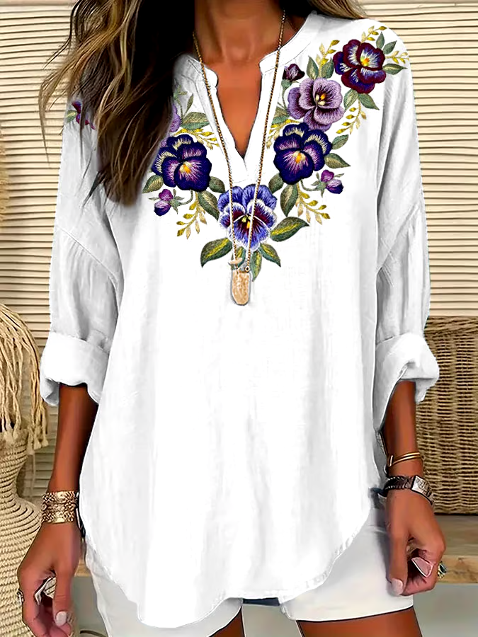 💜Buy 3 get 12% off丨Women's Alzheimer's Purple Floral Casual Shirt