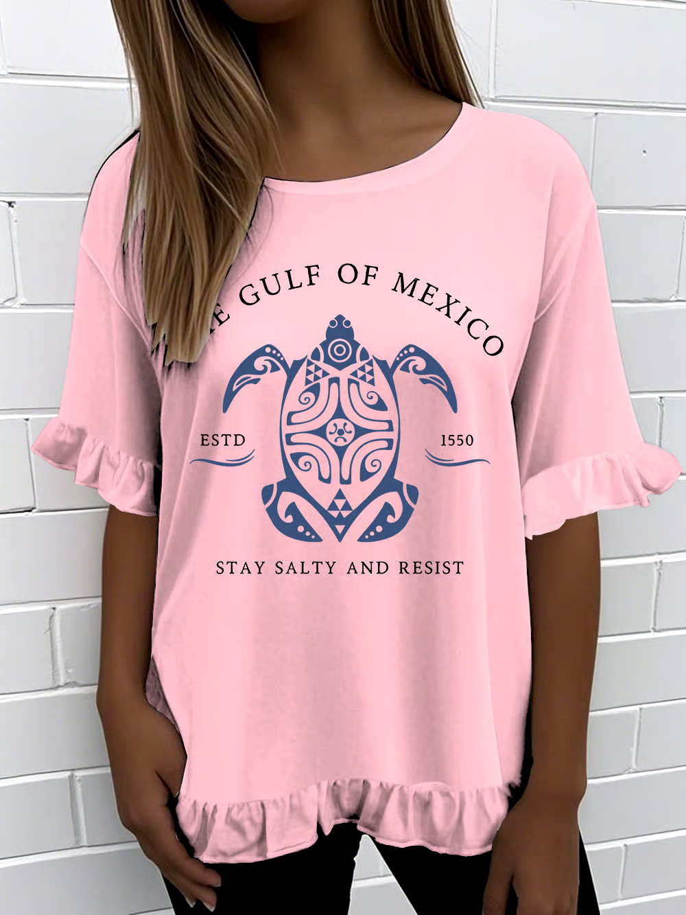🌊Buy 3 get 12% off丨Women's Gulf Of Mexico Print Round Neck T-Shirt