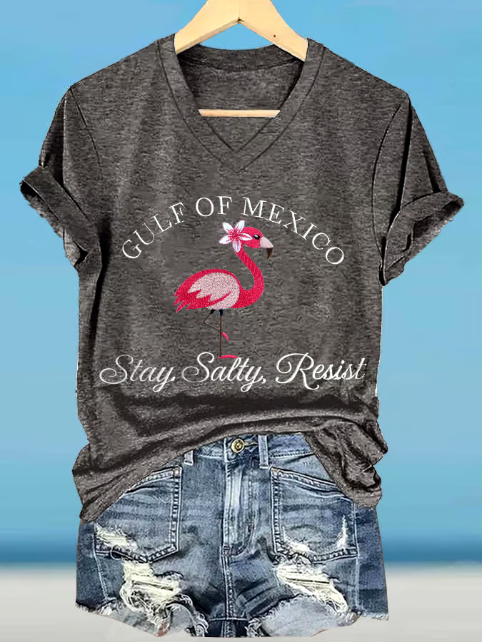 🌊Buy 3 get 12% off丨Women's Gulf Of Mexico Printed V Neck T-Shirt