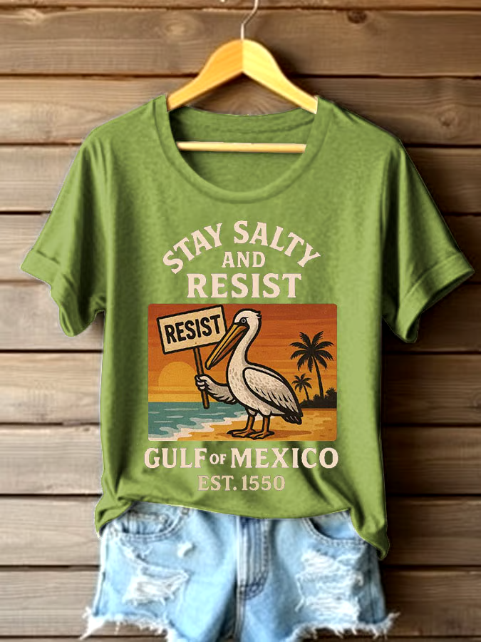 🌊Buy 3 get 12% off丨Women's Gulf Of Mexico Printed Round Neck T-shirt