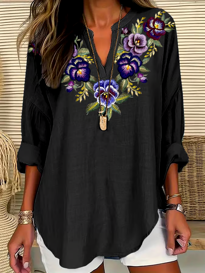 💜Buy 3 get 12% off丨Women's Alzheimer's Purple Floral Casual Shirt