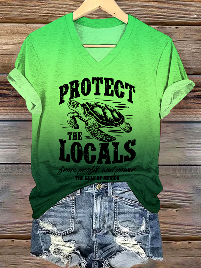 🌊Buy 3 get 12% off丨Women's Gulf Of Mexico Print V Neck T-Shirt