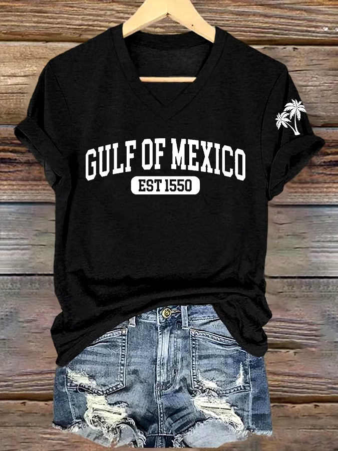 🌊Buy 3 get 12% off丨Women's Gulf Of Mexico Printed V Neck T-Shirt