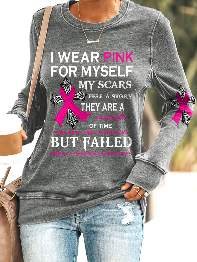 🎀Buy 3 get 12% off丨Faith Breast Cancer Awareness I Wear Pink For Myself Print Sweatshirt