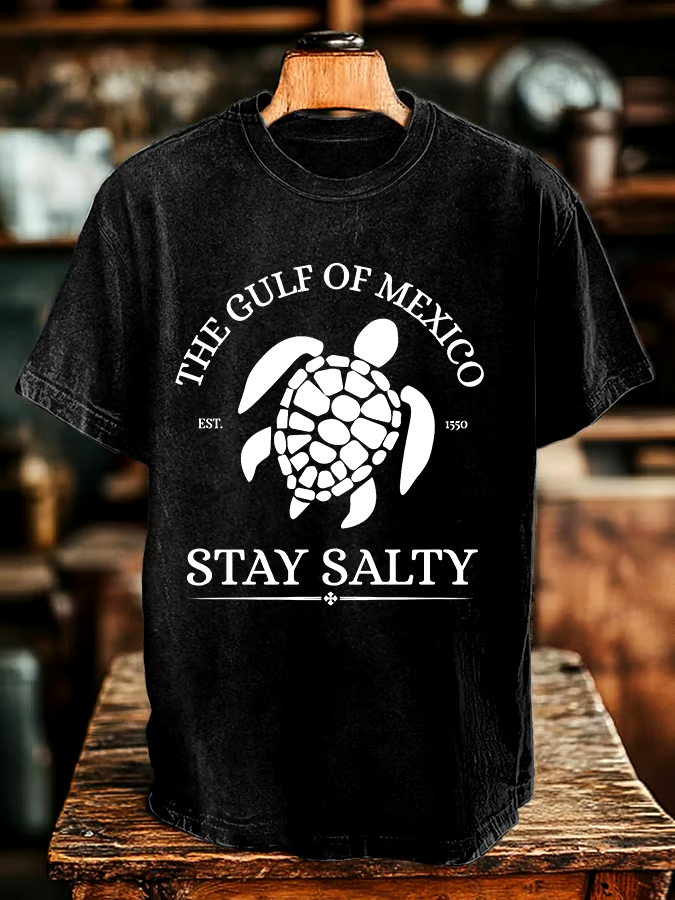 🌊Buy 3 get 12% off丨Men's Gulf Of Mexico Printed Round Neck T-Shirt