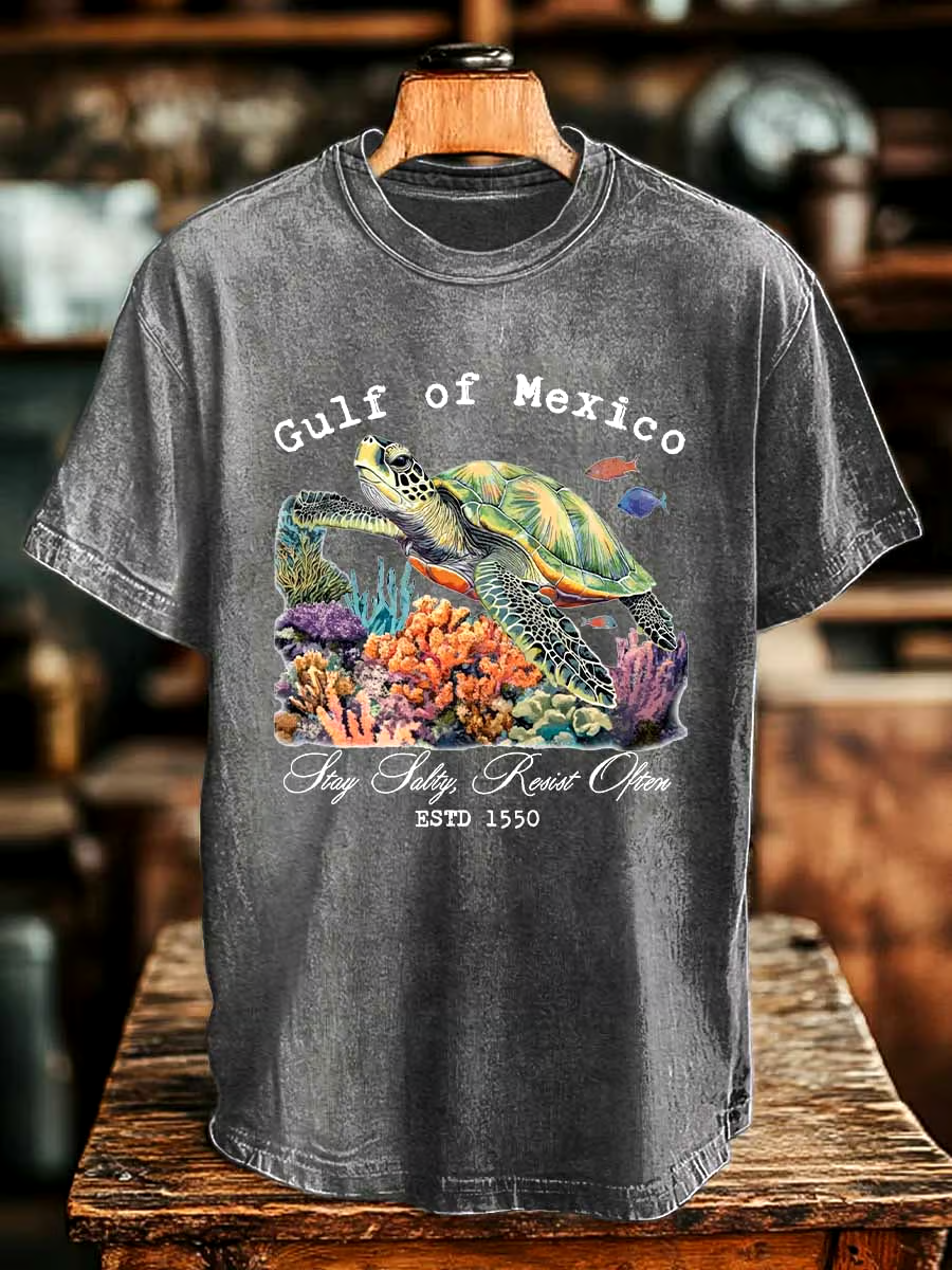 ⭐⭐⭐⭐⭐丨Men's Gulf Of Mexico Printed Round Neck T-Shirt