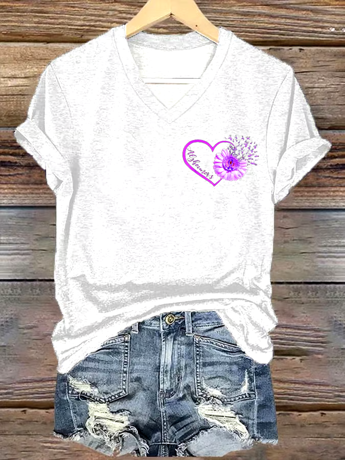 💜Buy 3 get 12% off丨Women's Alzheimer's I Will Remember Awareness Print Short Sleeve T-Shirt