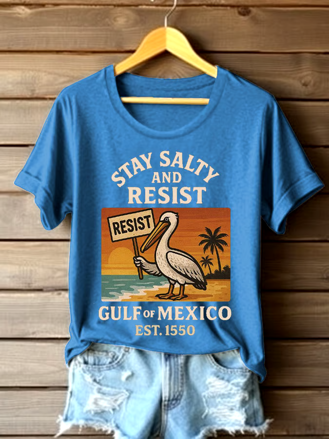 🌊Buy 3 get 12% off丨Women's Gulf Of Mexico Printed Round Neck T-shirt
