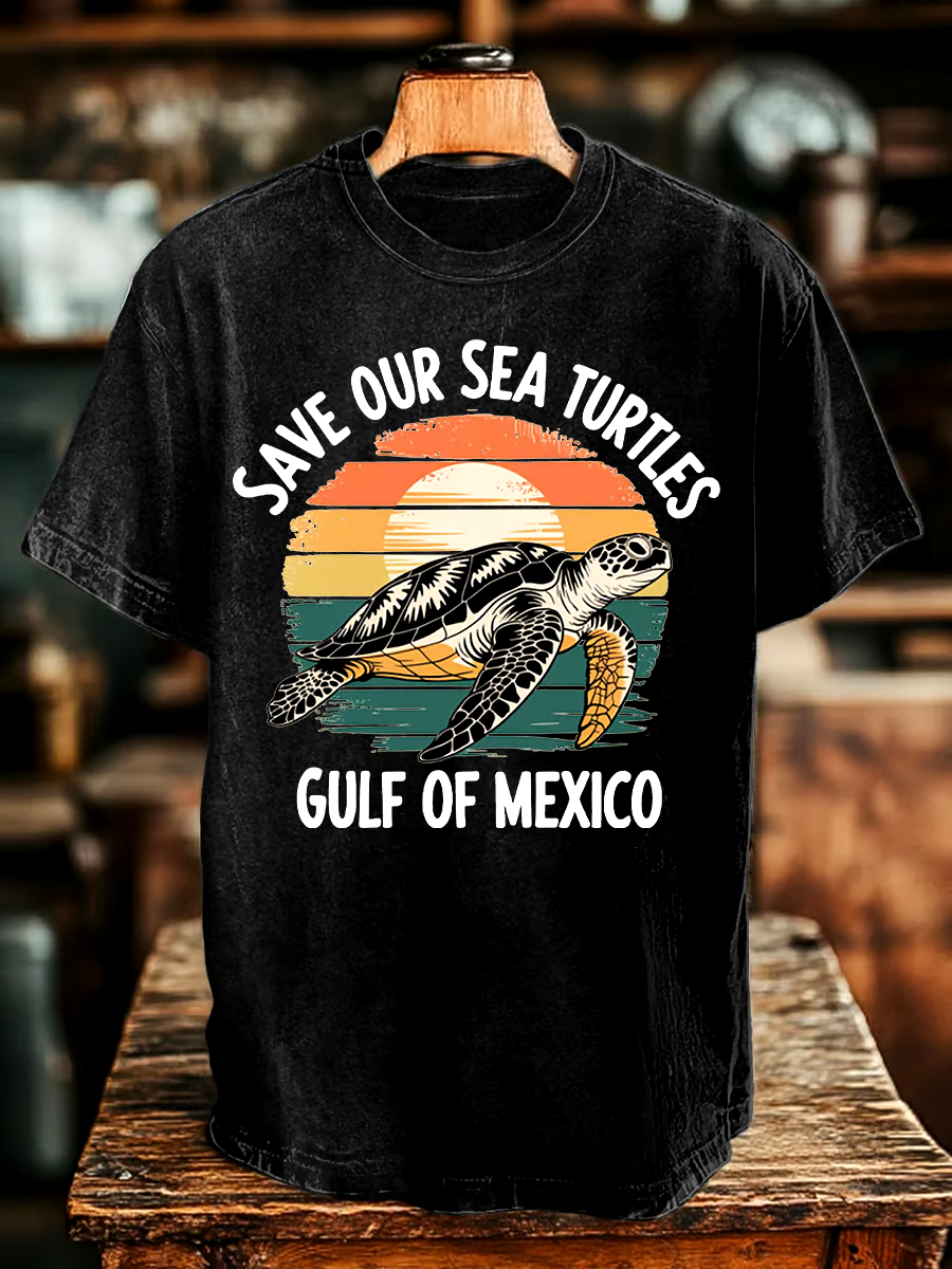 🌊Buy 3 get 12% off丨Men's Gulf Of Mexico Printed Round Neck T-Shirt