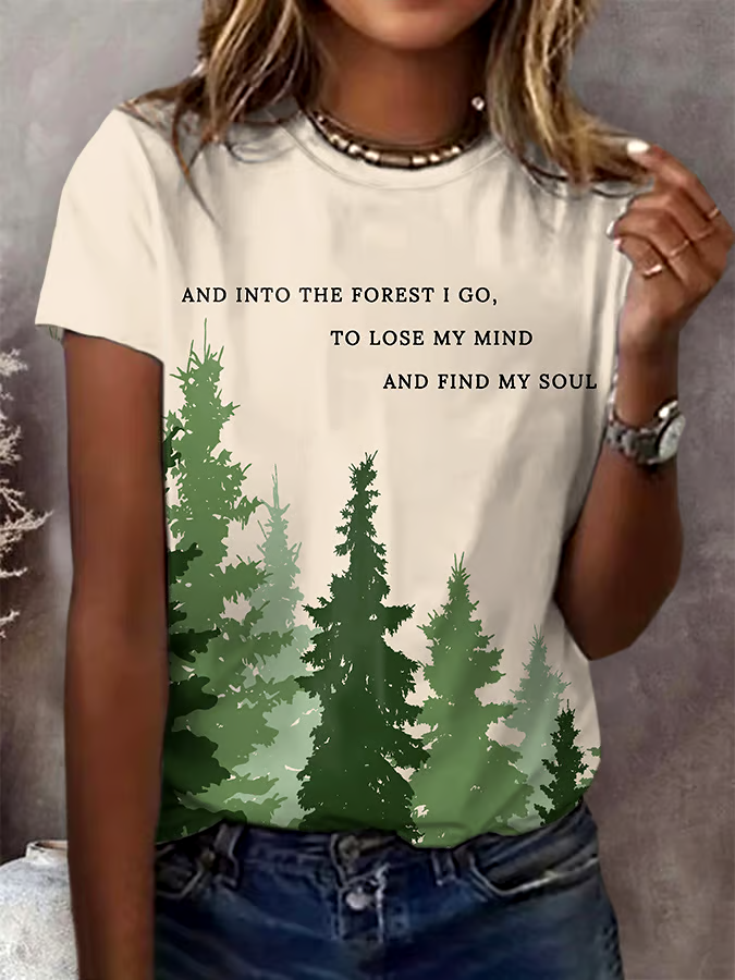 🌳Buy 3 get 12% off丨Women's National Park Conservation Print Crew Neck T-Shirt