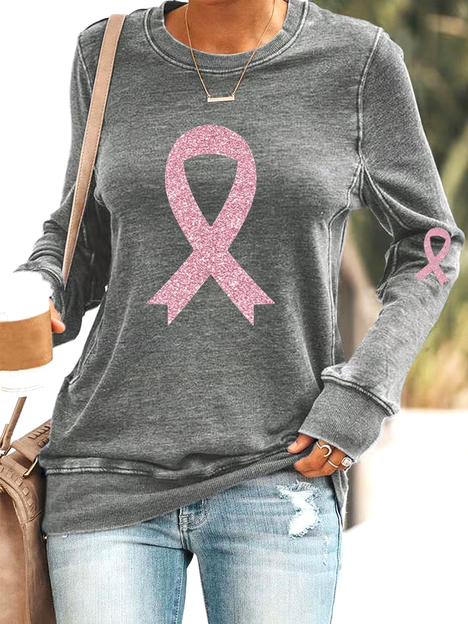 🎀Buy 3 get 12% off丨Women's Breast Cancer Awareness Print Casual Sweatshirt