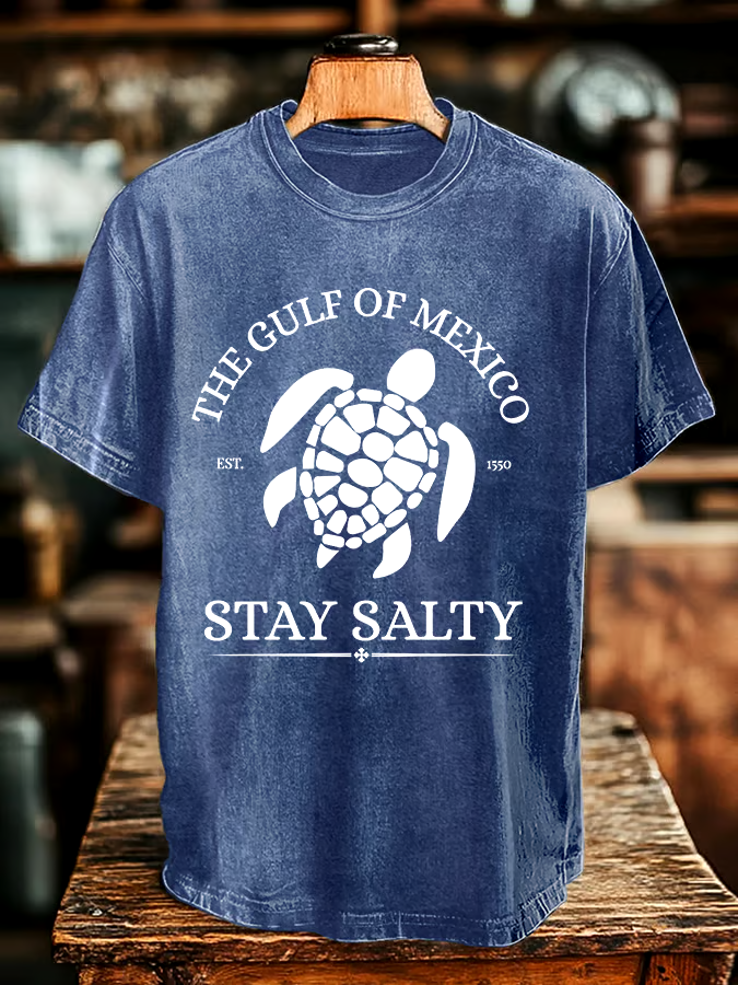 🌊Buy 3 get 12% off丨Men's Gulf Of Mexico Printed Round Neck T-Shirt