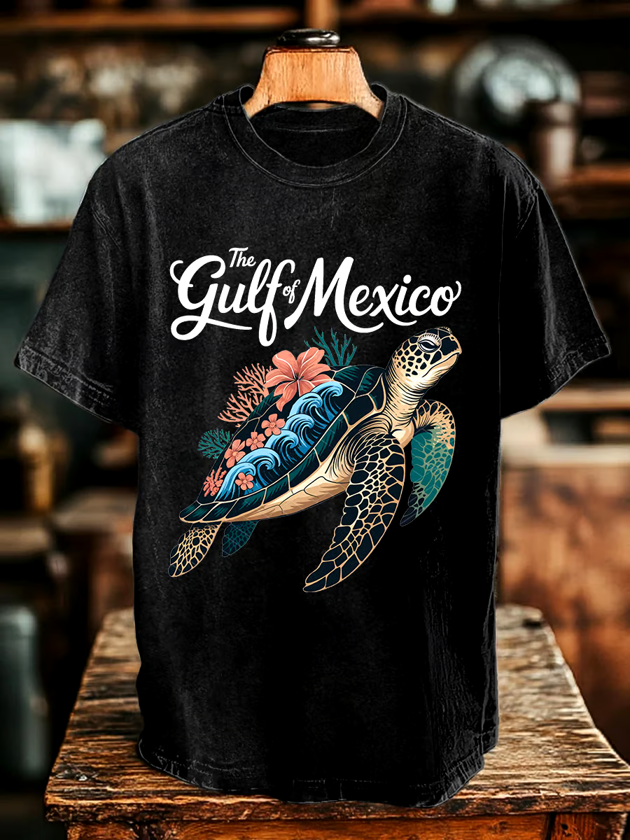 🌊Buy 3 get 12% off丨Men's Gulf Of Mexico Printed Round Neck T-Shirt