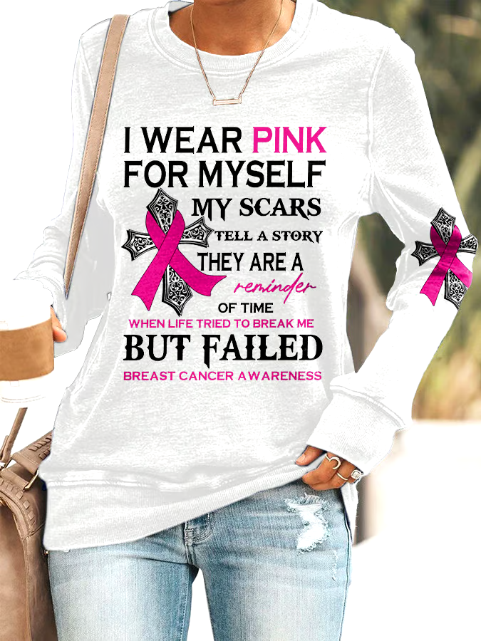 🎀Buy 3 get 12% off丨Faith Breast Cancer Awareness I Wear Pink For Myself Print Sweatshirt
