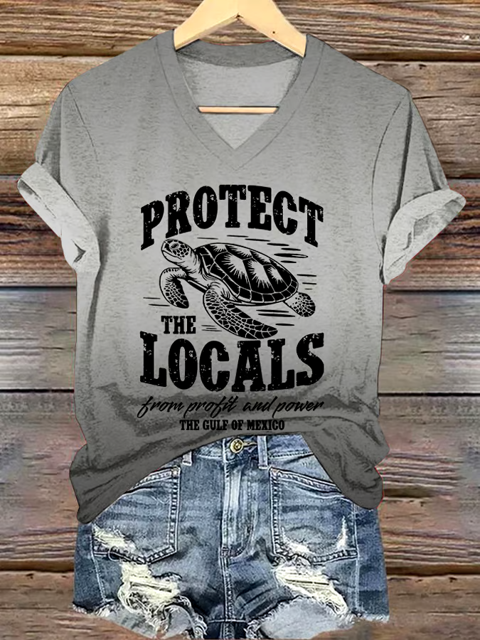 🌊Buy 3 get 12% off丨Women's Gulf Of Mexico Print V Neck T-Shirt