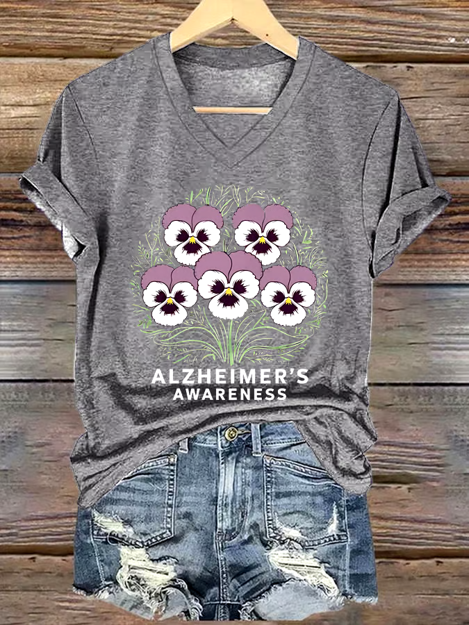 💜Buy 3 get 12% off丨Women's Alzheimer's Awareness Print Short Sleeve T-Shirt
