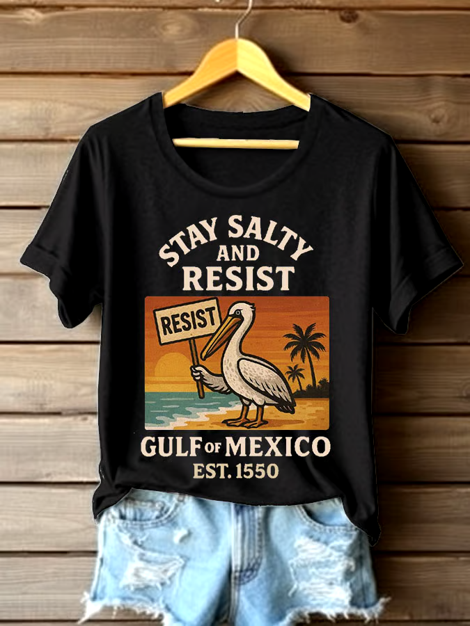 🌊Buy 3 get 12% off丨Women's Gulf Of Mexico Printed Round Neck T-shirt